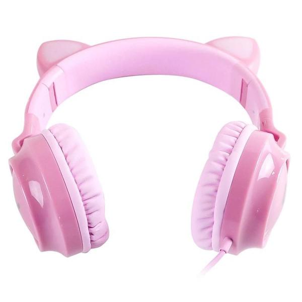 Imagem de Fone Headset Kitty Ear - Orelha De Gato Rosa Com Microfone