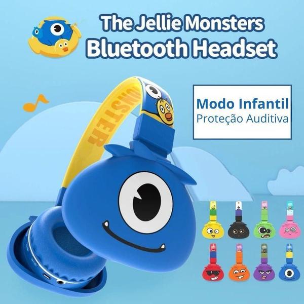 Imagem de Fone Infantil Design Monstrinho Bluetooth Ou Com Fio Cores