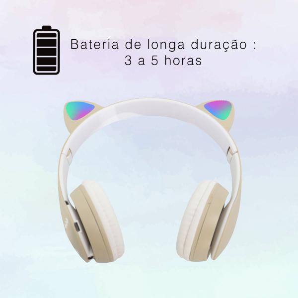 Imagem de Fone Infantil Gatinho Led Colorido Menina E Menino Bluetooth