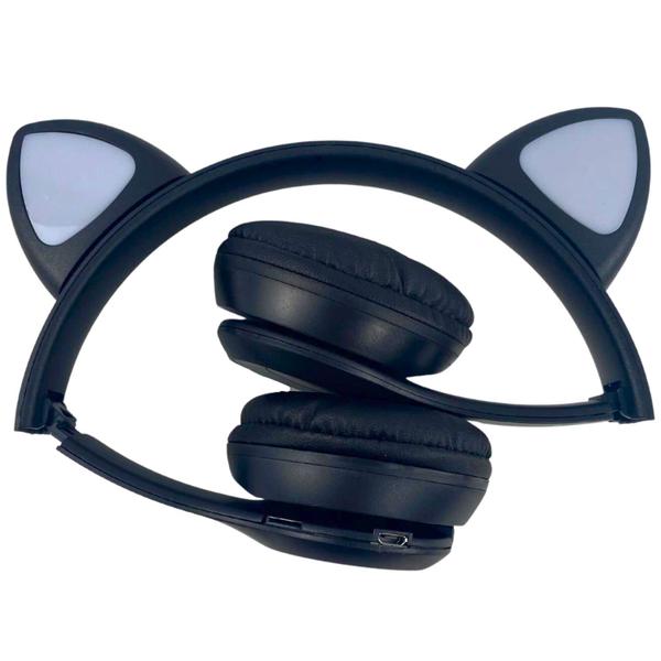 Imagem de Fone Infantil Orelha Gato Sem Fio Led Bluetooth Preto