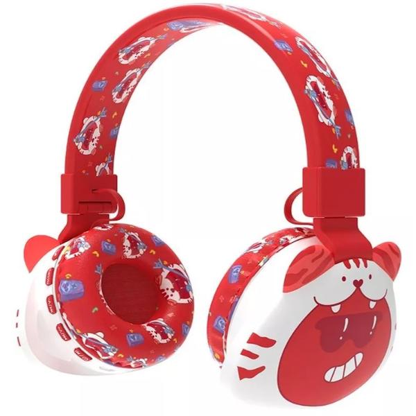 Imagem de Fone Infantil Vermelho Headset Sem Fio Bluetooth Orelhas