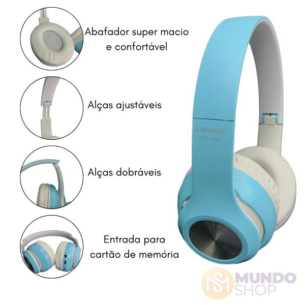 Imagem de Fone Ouvido Bluetooth Sem Fio Redução Ruído Música Wireless Cor Preto Vermelho Azul Rosa Microfone Redução Ruído Música Celular