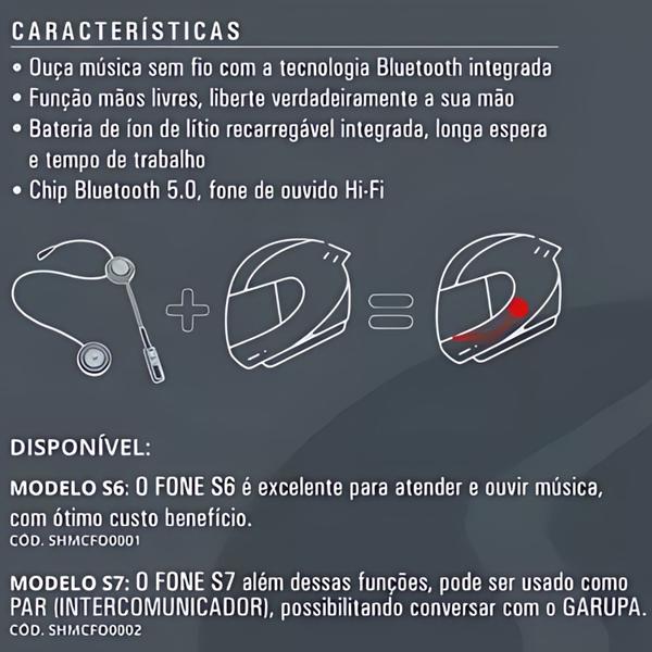 Imagem de Fone Ouvido Microfone Capacete Motoqueiro Sem Fio Bluetooth