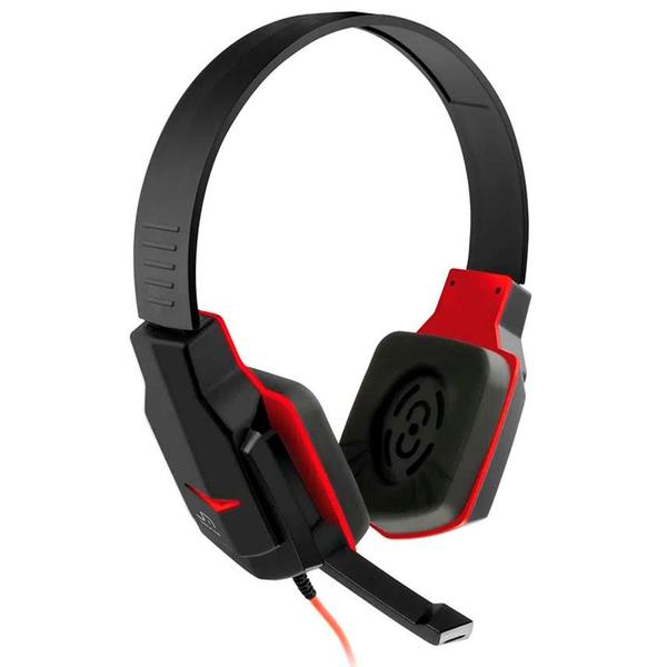 Imagem de Fone Ouvido Over-Ear Gamer Headset Ajustavel Microfone Retratil Earpad Silicone Preto/Vermelho