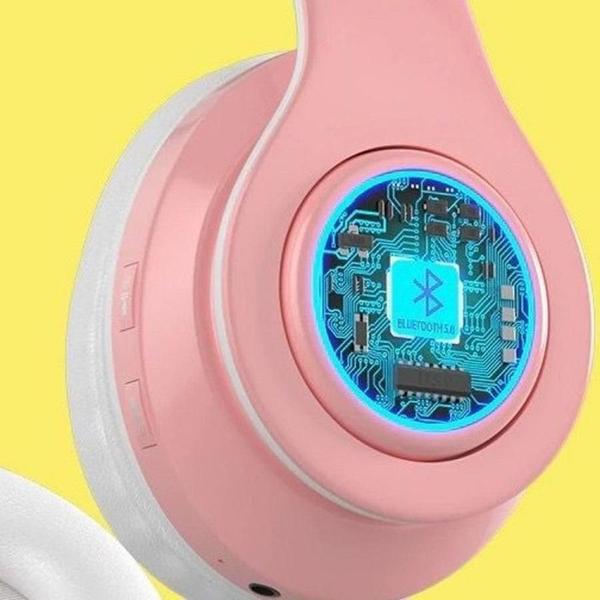 Imagem de Fone Sem Fio Bluetooth Orelha de Gato Feminino Meninas Rosa