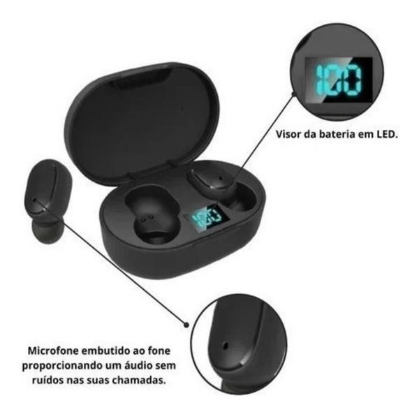 Imagem de Fone Wireless Bluetooth Preto Visor Carga Moto G10 G20 G30