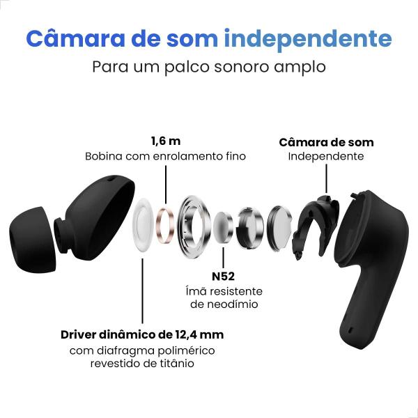 Imagem de Fone Xiaomi Redmi Buds 5 Bluetooth 5.3 Gamer Bateria 40h Cancelamento Ruido Original