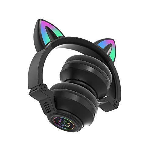 Imagem de Fones de ouvido Bluetooth Cat Ear para crianças, sem fio (pretos)