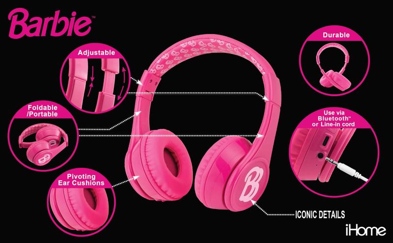 Imagem de Fones de ouvido Bluetooth eKids Barbie Pink com microfone