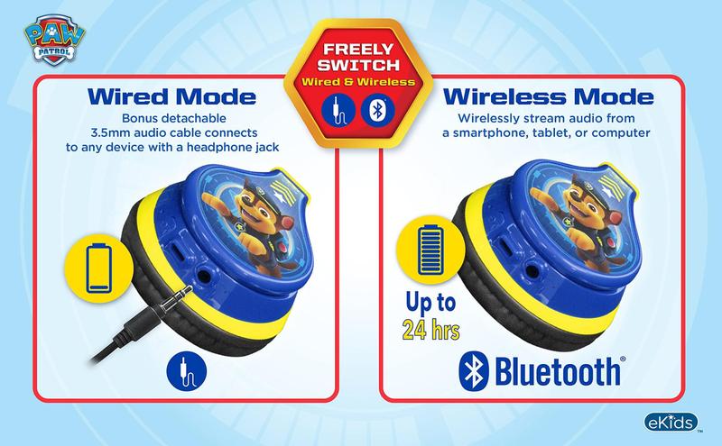 Imagem de Fones de ouvido Bluetooth eKids Paw Patrol Kids com microfone