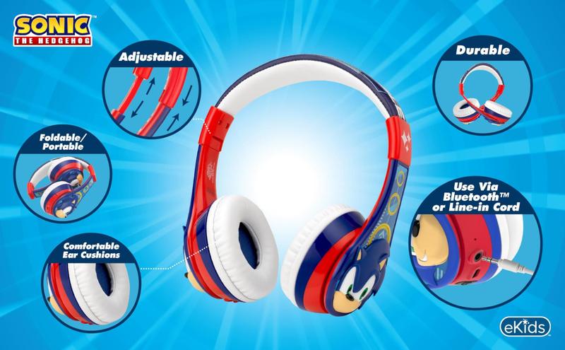 Imagem de Fones de ouvido Bluetooth eKids Sonic The Hedgehog para crianças