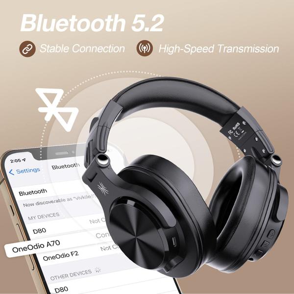 Imagem de Fones de ouvido Bluetooth Over Ear OneOdio A70 com 72H Playtime