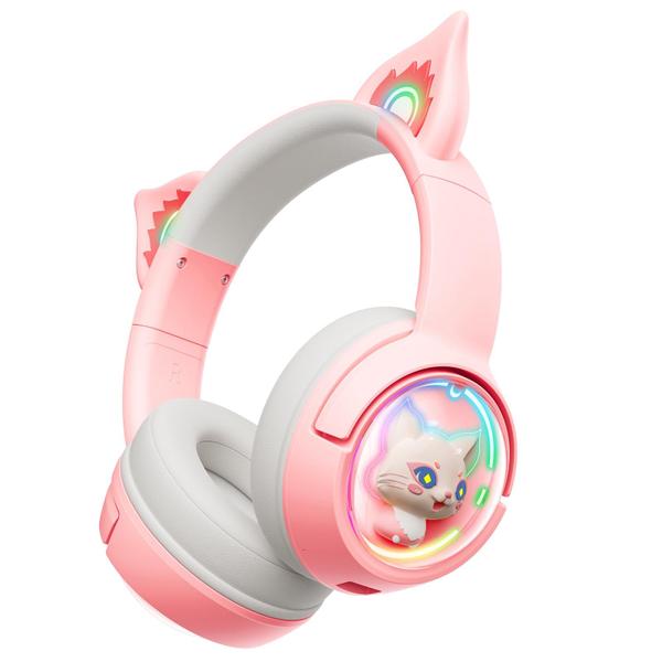 Imagem de Fones de ouvido Bluetooth PHNIXGAM Cute Cat sem fio e com fio