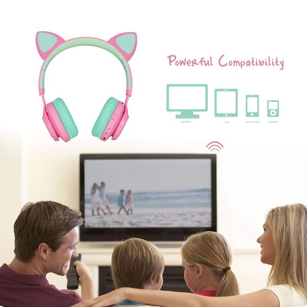 Fones de ouvido Bluetooth Riwbox CT-7 Cat Ear LED Wireless Imagem de Fones de ouvido Bluetooth Riwbox CT-7 Cat Ear LED Wireless