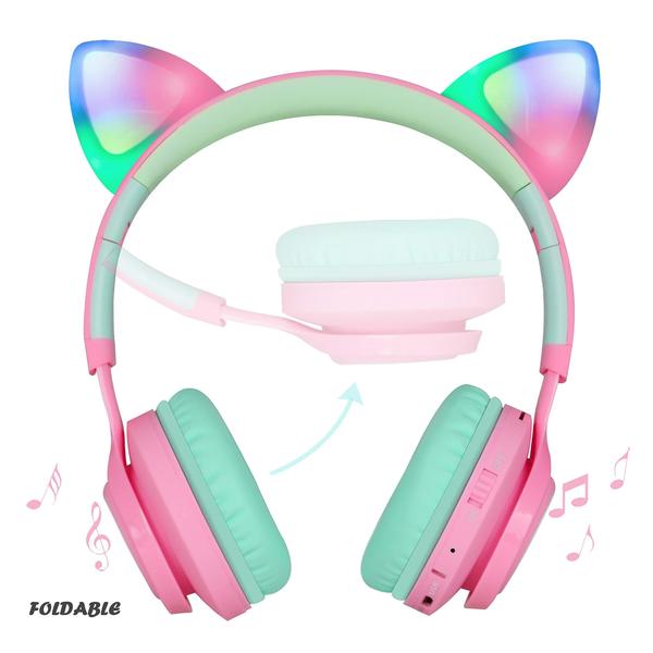 Fones de ouvido Bluetooth Riwbox CT-7 Cat Ear LED Wireless Imagem de Fones de ouvido Bluetooth Riwbox CT-7 Cat Ear LED Wireless