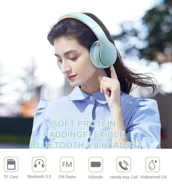 Imagem de Fones de ouvido Bluetooth sem fio IFECCO Over Ear com microfone SkyBlue