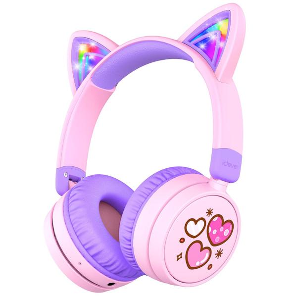 Imagem de Fones de ouvido Bluetooth sem fio para crianças iClever Light Up Cat Ear