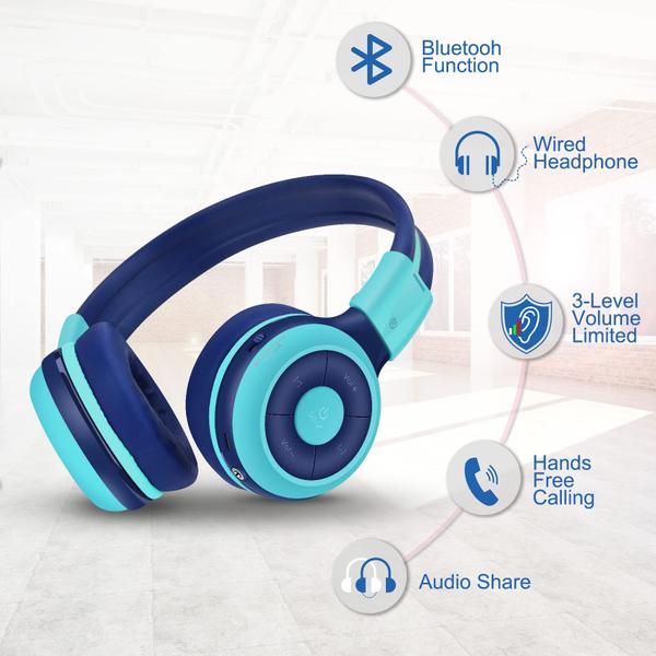 Imagem de Fones de ouvido Bluetooth sem fio SIMOLIO Kids com limite de volume