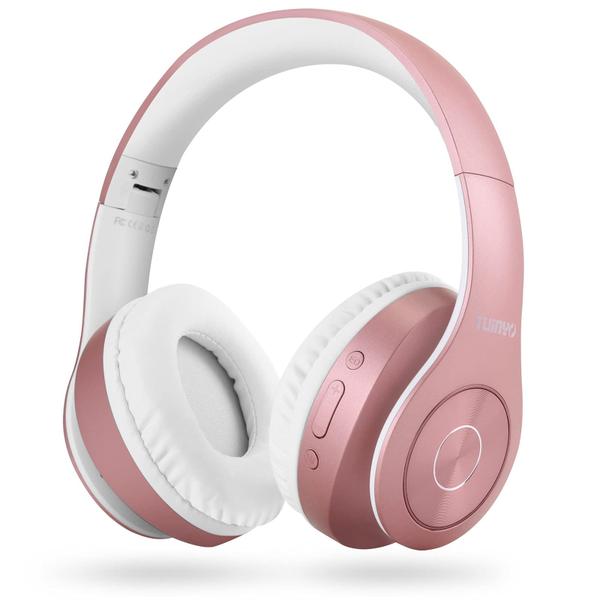 Fones de ouvido Bluetooth TUINYO sem fio, fone de ouvido estéreo sem fio Over Ear, 40 horas de reprodução com graves profundos, protetores de ouvido macios com proteína de memória, microfone embutido, modo com fio, PC/telefones celulares/TV - ouro rosa Imagem de Fones de ouvido Bluetooth TUINYO sem fio, fone de ouvido estéreo sem fio Over Ear, 40 horas de reprodução com graves profundos, protetores de ouvido macios com proteína de memória, microfone embutido, modo com fio, PC/telefones celulares/TV - ouro rosa