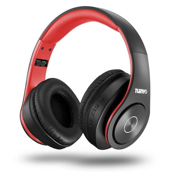 Imagem de Fones de ouvido Bluetooth TUINYO TP19 Over Ear 40H Playtime preto/vermelho