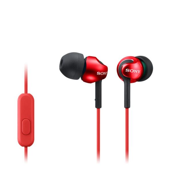 Imagem de Fones de ouvido intra-auriculares Sony Deep Bass com controle e microfone vermelhos