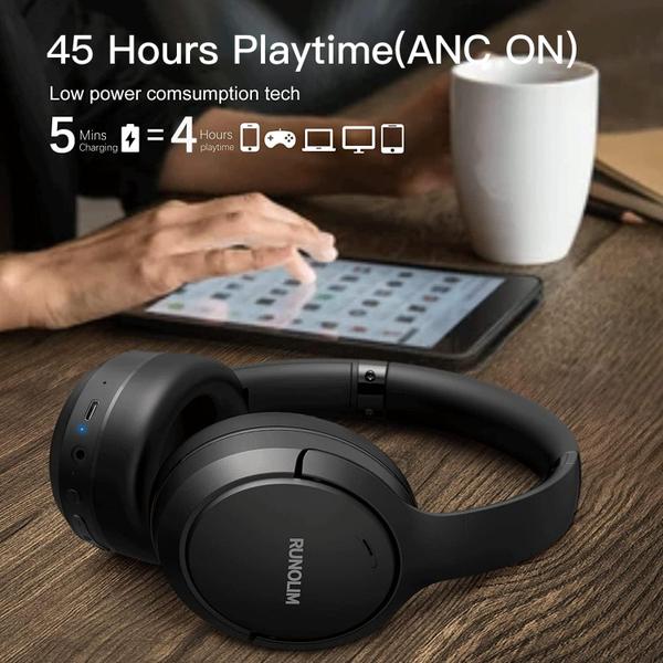 Imagem de Fones de ouvido RUNOLIM Hybrid Active Noise Cancelling 70H Playtime