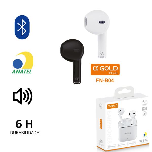 Imagem de Fones De Ouvido Sem Fio Bluetooth A'gold Tws FN-B04 Wireless Microfone Longa Duração Bateria