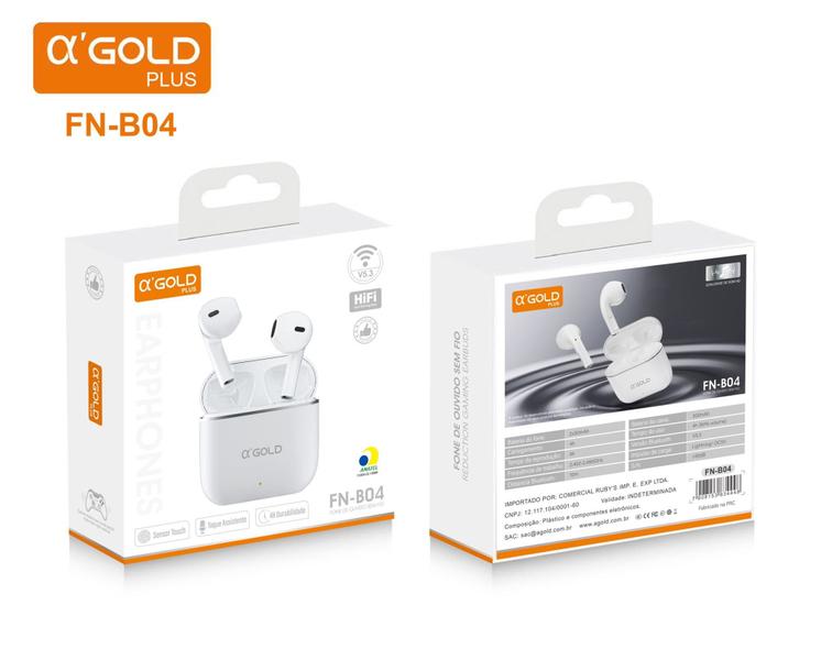 Imagem de Fones De Ouvido Sem Fio Bluetooth A'gold Tws FN-B04 Wireless Microfone Longa Duração Bateria