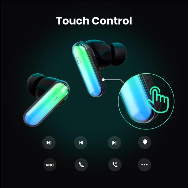 Imagem de Fones de ouvido sem fio Hogene Gods RGB com controle de luz LED preto