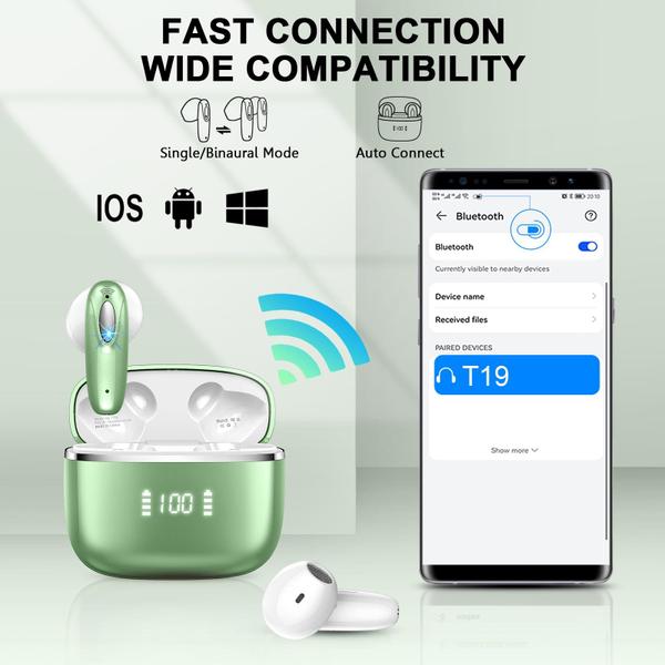 Imagem de Fones de ouvido sem fio ROMOKE Bluetooth 5.3 40H IPX7 à prova d'água