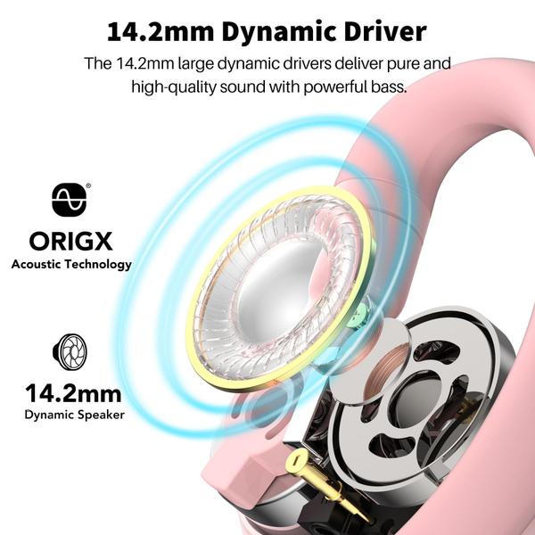 Imagem de Fones de ouvido sem fio True TOZO Open Buds Bluetooth 5.3 rosa