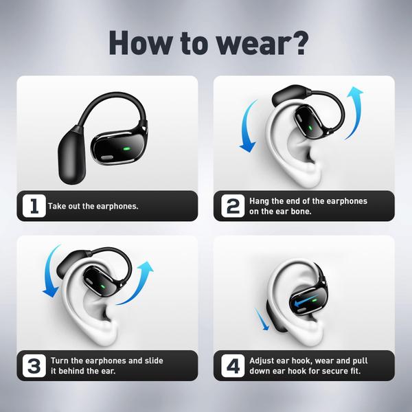 Imagem de Fones de ouvido sem fio TUTGLOBAL Open Ear Earbuds Bluetooth 5.4