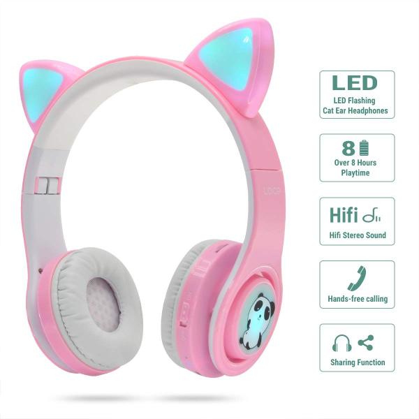 Fones de ouvido sem fio Woice LED, luzes intermitentes para meninas, rosa Imagem de Fones de ouvido sem fio Woice LED, luzes intermitentes para meninas, rosa