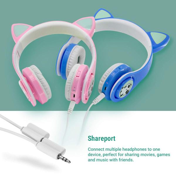 Fones de ouvido sem fio Woice LED, luzes intermitentes para meninas, rosa Imagem de Fones de ouvido sem fio Woice LED, luzes intermitentes para meninas, rosa