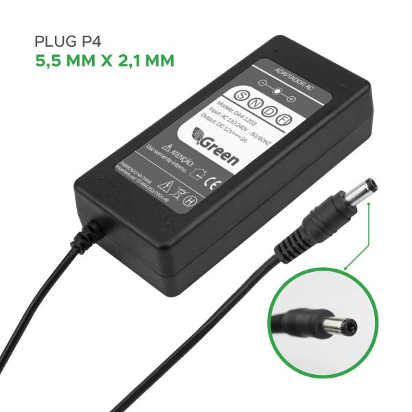 Imagem de Fonte 12v 3a Bivolt Estabilizada Led Câmeras Ac / Dc Adapter