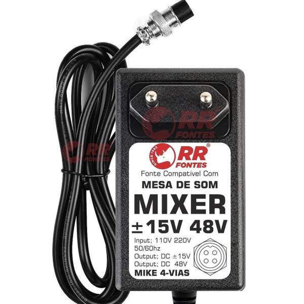 Imagem de Fonte 15V 48V 4-Vias Para Mesa De Som Mixer Am M8 Fx Usb