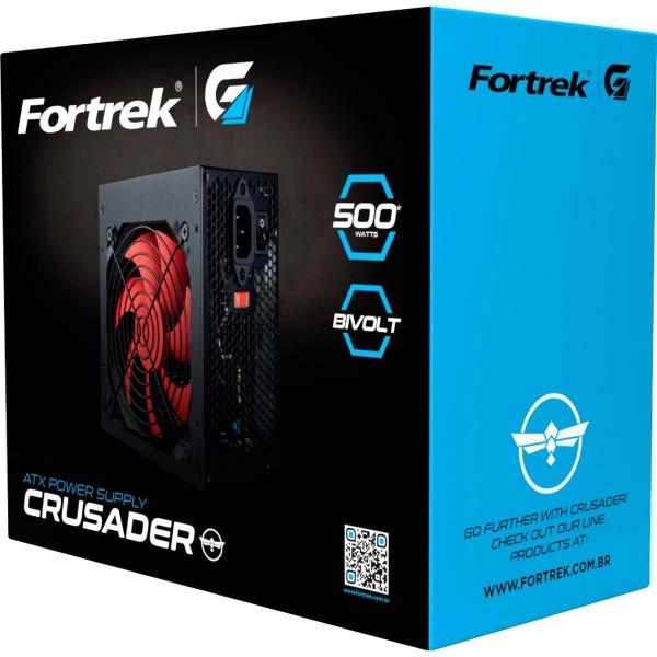 Imagem de Fonte 500w Atx Fortrek Crusader Bivolt Pc Gamer Fan Cooler 12cm