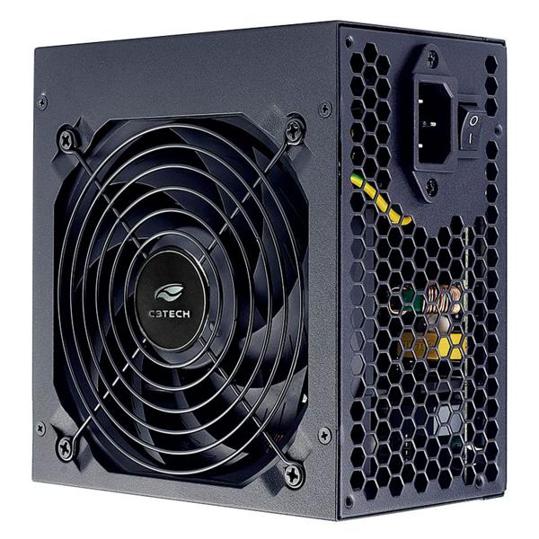 Imagem de Fonte 600W ATX C3Tech PS-G600M, Bivolt Automático, 80 Plus White, PFC Ativo, Preta