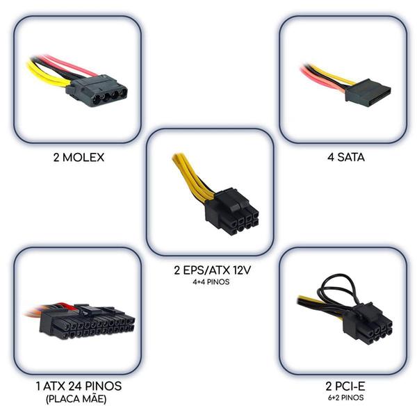 Imagem de Fonte 600W Atx Duex Dx 600Wfse+, Bivolt Automático, 80 Plus