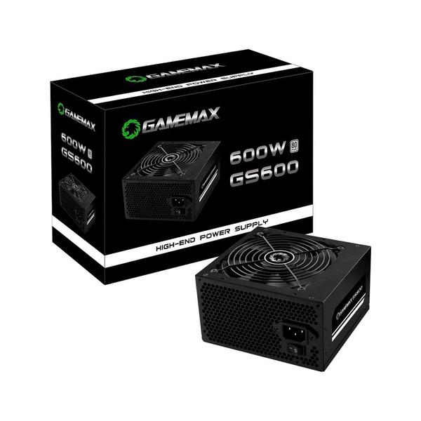 Fonte 600W Gamemax, ATX, 80 Plus White, PFC Ativo, Preta, GS600 Imagem de Fonte 600W Gamemax, ATX, 80 Plus White, PFC Ativo, Preta, GS600
