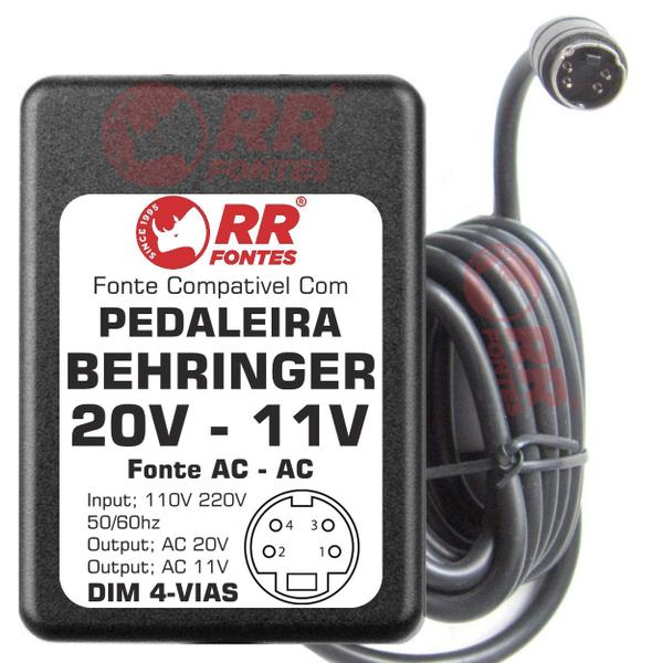 Imagem de Fonte AC 20V 11V Para Pedal Pedaleira Behringer VAMP V-AMP