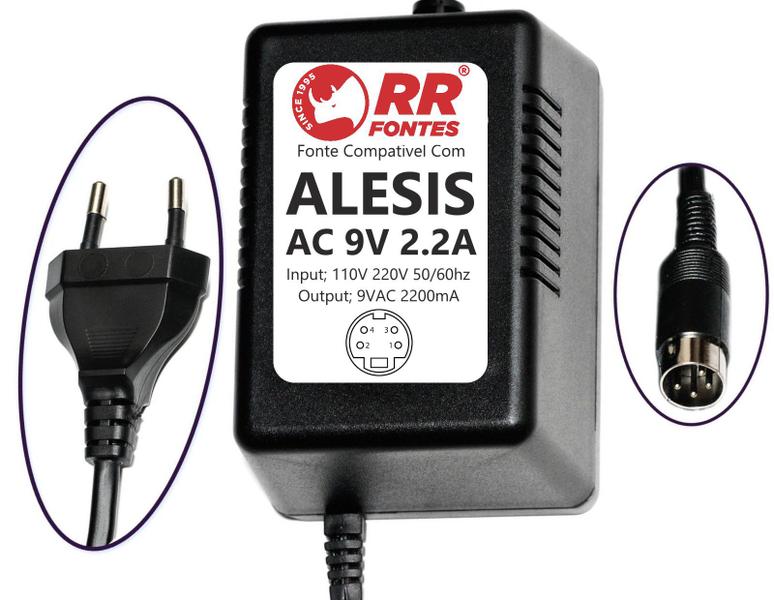 Imagem de Fonte AC 9V 2.2A De 4 Vias Para Processador De Efeitos Alesis MIDI DATA DISK QSR SYNTH