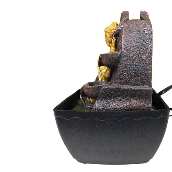 Imagem de Fonte Agua Buda Dourado Decorativa Iluminada Hindu Decorativa Cascata Bivolt Prosperidade Feng Shui