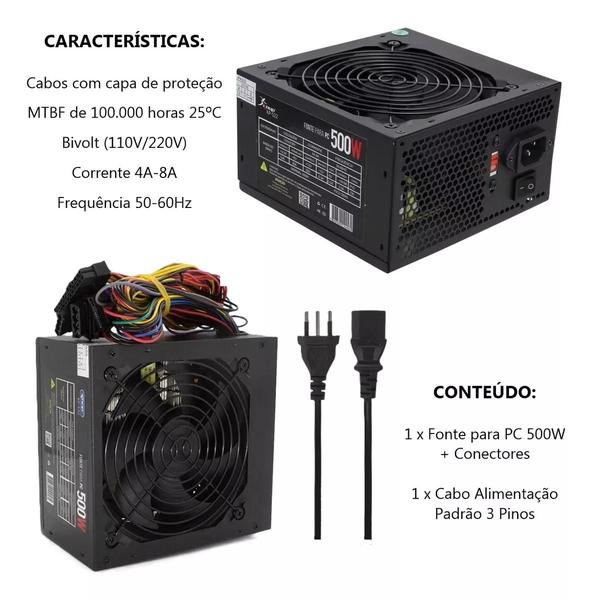 Imagem de Fonte Alimentação Gamer KP-534Atx500w Bivolt Silenciosa Tecnologia 