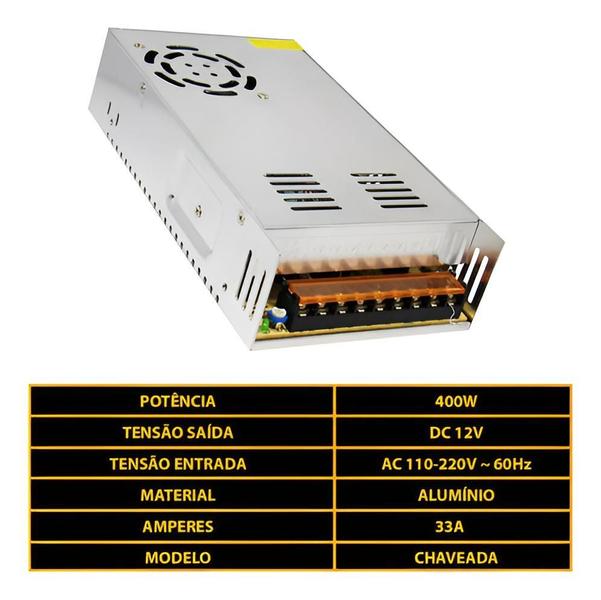 Imagem de Fonte Alimentação Multilaser Chaveada Colméia 12V/33A En058