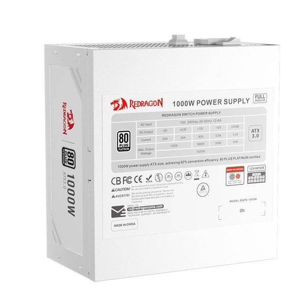 Fonte atx 1000w 80 plus platinum branco redragon gc-ps017w full modular Imagem de Fonte atx 1000w 80 plus platinum branco redragon gc-ps017w full modular