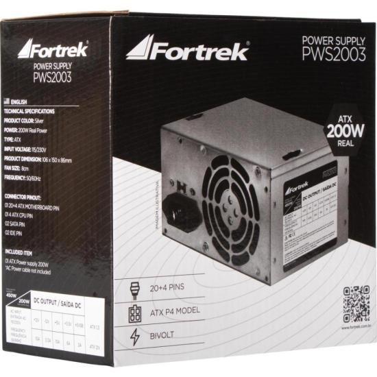 Imagem de Fonte ATX 200W Reais 20+4P PWS-2003 FORTREK