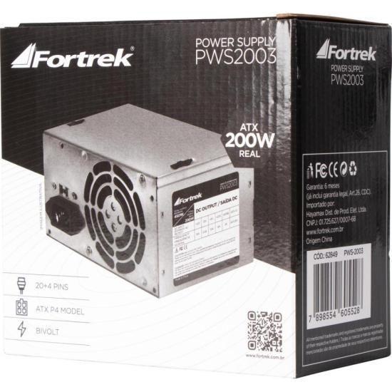 Imagem de Fonte ATX 200W Reais 20+4P PWS-2003 FORTREK