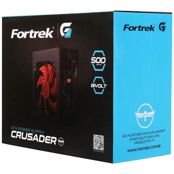 Imagem de Fonte Atx 500W Fortrek Crusader, Bivolt Manual, Cooler