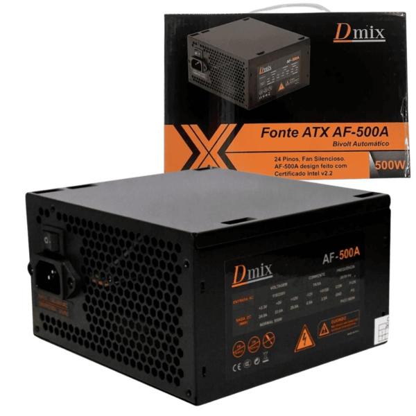 Imagem de Fonte Atx 500W Potência Real Bivolt com Cabo de Força Dmix AF-500A